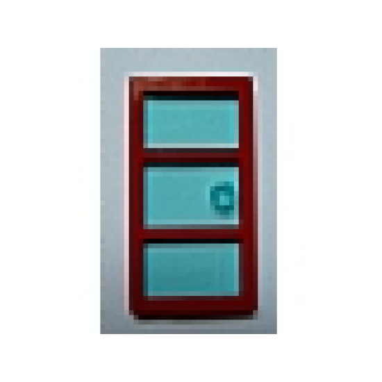 Door 1 x 4 x 6 with 3 Panes with Molded Trans-Light Blue Glass with Stud Handle Pattern
