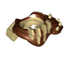 Minifigure, Body Wear Armor Breastplate with Shoulder Pad Left Spiked, Face Bars and Back Scabbard with Reddish Brown Coating Pattern