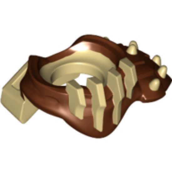 Minifigure, Body Wear Armor Breastplate with Shoulder Pad Left Spiked, Face Bars and Back Scabbard with Reddish Brown Coating Pattern