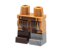 Hips and Legs with Dark Brown Center Panel, Flat Silver Boot Left, Dark Brown Boot Right Pattern