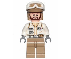 Hoth Rebel Trooper White Uniform, Dark Tan Legs (Brown Angular Beard)