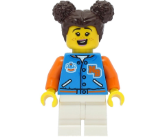 Passenger - Female, Dark Azure Sports Jacket, White Medium Legs, Dark Brown Hair