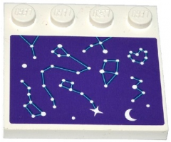 Tile, Modified 4 x 4 with Studs on Edge with Moon and Constellations Pattern (Sticker) - Set 41116