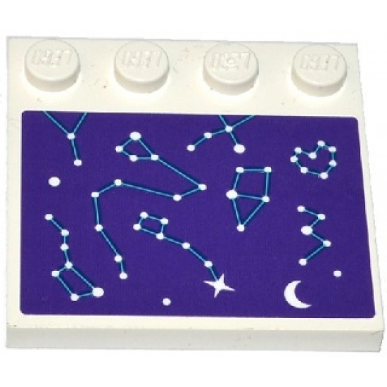 Tile, Modified 4 x 4 with Studs on Edge with Moon and Constellations Pattern (Sticker) - Set 41116