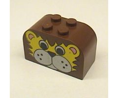 Slope, Curved 4 x 2 x 2 Double with Four Studs with Lion Face Pattern