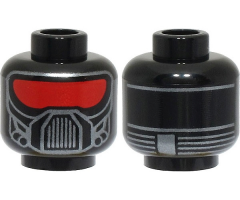 Minifigure, Head Alien Mask with Red Visor, Silver Breathing Apparatus and Lines on Back Pattern - Hollow Stud