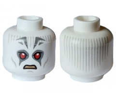 Minifigure, Head Alien with SW Pau'an Red Eyes, Light Bluish Gray Lines and Dark Bluish Gray Markings Pattern (Grand Inquisitor) - Hollow Stud