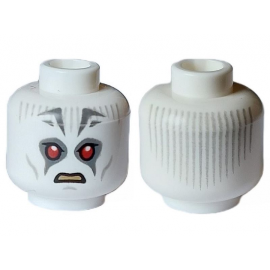 Minifigure, Head Alien with SW Pau'an Red Eyes, Light Bluish Gray Lines and Dark Bluish Gray Markings Pattern (Grand Inquisitor) - Hollow Stud