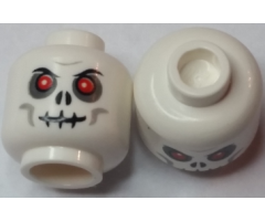 Minifigure, Head Skull Evil with Scowl, Black Print, Red Eyes Pattern (Fantasy Era) - Hollow Stud