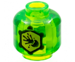 Minifigure, Head without Face Yellow Hexagon with Black Outline and Exploding Ball Pattern - Vented Stud