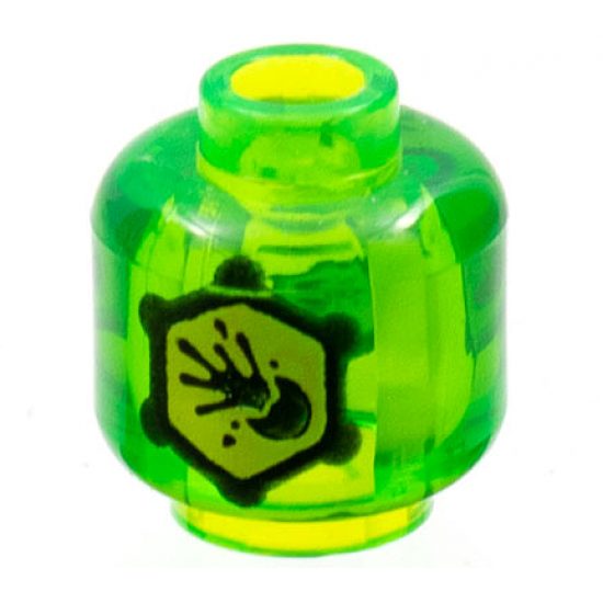 Minifigure, Head without Face Yellow Hexagon with Black Outline and Exploding Ball Pattern - Vented Stud