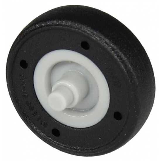 Wheel Small with Stub Axles with Molded Black Hard Rubber Tire Pattern