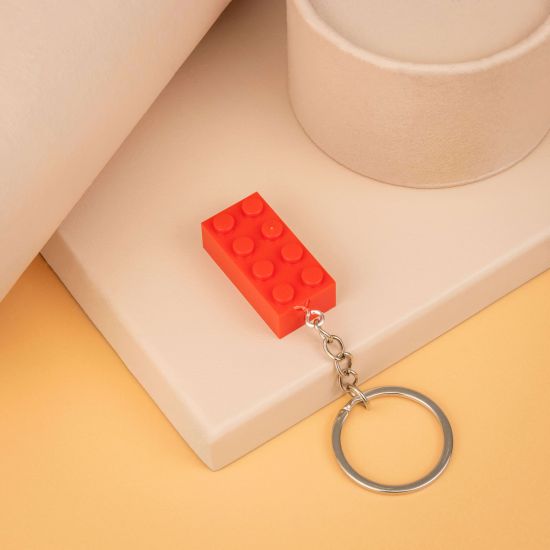 Брелок для ключей Кубик LEGO красный 2х4