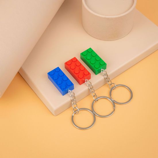 Набор LEGO брелоков для ключей: Кубики 2х4 Зеленый красный синий