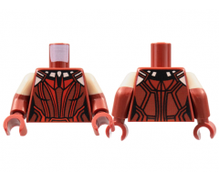Torso Female Mesh Top, Red Vertical Webbing, Light Nougat Shoulders Pattern / Dark Red Arms with Light Nougat Short Sleeves / Dark Red Hands