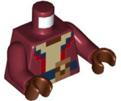 Torso Pixelated Red and Tan Shirt, Dark Blue Belt and Medium Nougat Buckle Pattern / Dark Red Arms / Reddish Brown Hands