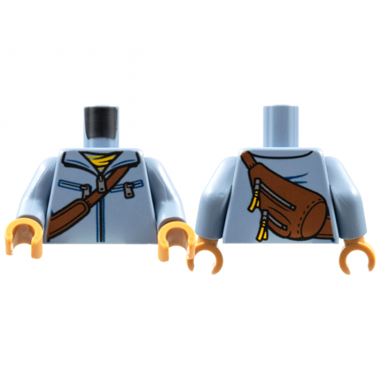 Torso Jacket with Zipper, Diagonal Belt and Bag on Back Pattern / Sand Blue Arms / Medium Nougat Hands