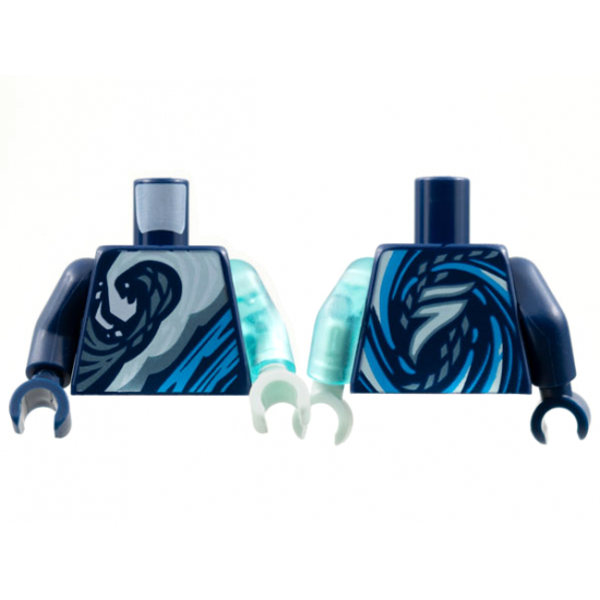 Torso White, Metallic Light Blue, Dark Azure Wave Pattern / Trans-Light Blue Arm Left / Dark Blue Arm Right / Light Aqua Hand Left / Dark Blue Hand Right