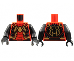 Torso Spider-Man Costume, Black Webbing and Side Panels, Large Gold Spider Pattern / Black Arms / Black Hands