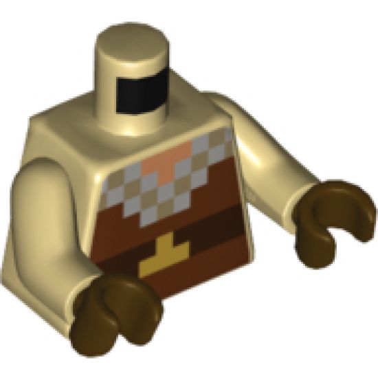 Torso Pixelated Light Nougat Neck, Reddish Brown Shirt, Dark Brown and Gold Belt Pattern / Tan Arms / Dark Brown Hands