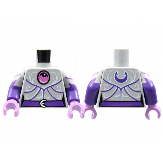 Torso Female Jewel and Filigree Pattern / Dark Purple Arms with Light Bluish Gray Short Sleeves, White Chevrons Pattern / Medium Lavender Hands
