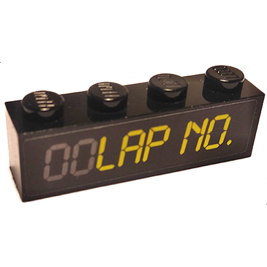 Brick 1 x 4 with Yellow 'LAP NO.' on Lap Counter Pattern (Sticker) - Set 75888