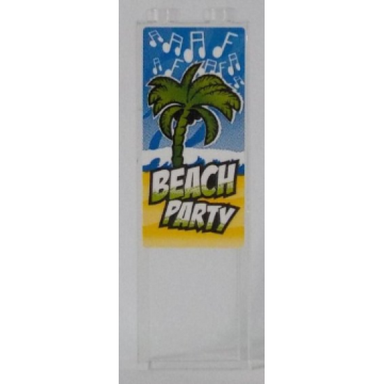 Brick 1 x 2 x 5 with Music Notes, Palm Tree and 'BEACH PARTY' Pattern (Sticker) - Set 6015