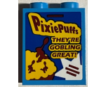 Brick 1 x 2 x 2 with Inside Stud Holder with Dark Red 'PixiePuffs' and 'THEY'RE GOBLING GREAT!' Cereal with White Star Pattern (Sticker) - Set 76389