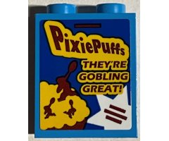 Brick 1 x 2 x 2 with Inside Stud Holder with Dark Red 'PixiePuffs' and 'THEY'RE GOBLING GREAT!' Cereal with White Star Pattern (Sticker) - Set 76389