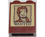Brick 1 x 2 x 2 with Inside Stud Holder with Tan Poster with Smiling Man Flynn Rider with Normal Nose and 'WANTED' Pattern (Sticker) - Set 43187