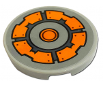 Tile, Round 3 x 3 with Orange Circle and Ring of Armor Plates with Rivets Pattern (Sticker) - Set 76193