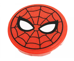 Tile, Round 3 x 3 with Spider-Man Mask Pattern (Sticker) - Set 76175