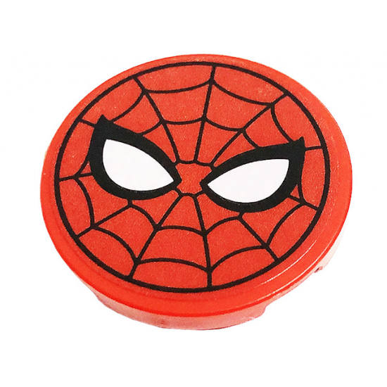 Tile, Round 3 x 3 with Spider-Man Mask Pattern (Sticker) - Set 76175