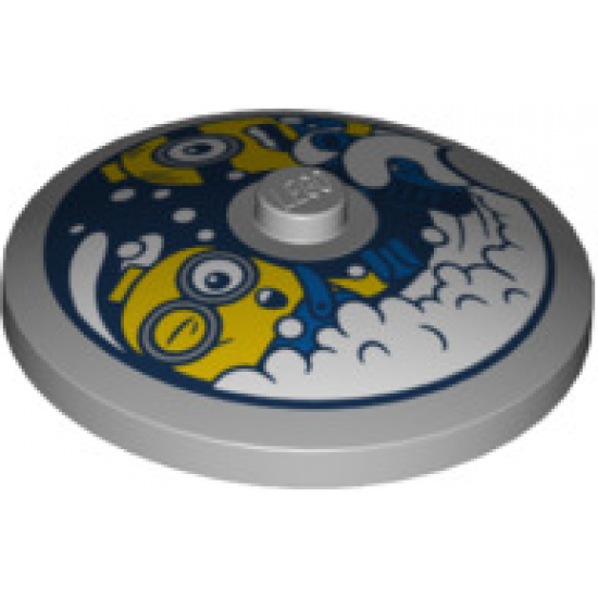 Dish 4 x 4 Inverted (Radar) with Solid Stud with Minions and White Soap Bubbles Pattern