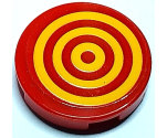 Tile, Round 2 x 2 with Bottom Stud Holder with 3 Bright Light Orange Concentric Circles Target Pattern (Sticker) - Set 70429