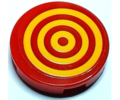 Tile, Round 2 x 2 with Bottom Stud Holder with 3 Bright Light Orange Concentric Circles Target Pattern (Sticker) - Set 70429