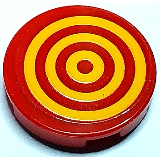 Tile, Round 2 x 2 with Bottom Stud Holder with 3 Bright Light Orange Concentric Circles Target Pattern (Sticker) - Set 70429