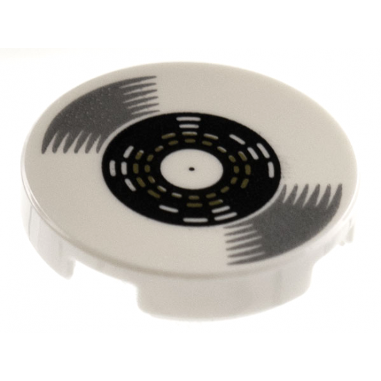 Tile, Round 2 x 2 with Bottom Stud Holder with Vinyl Record with Black Label Pattern