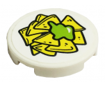 Tile, Round 2 x 2 with Bottom Stud Holder with Yellow Corn Chips and Lime Guacamole Pattern (Sticker) - Set 41701