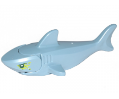 Shark with Rounded Nose and Debossed Gills with Black Eyes, Silver Pupils and Lime Slime Pattern