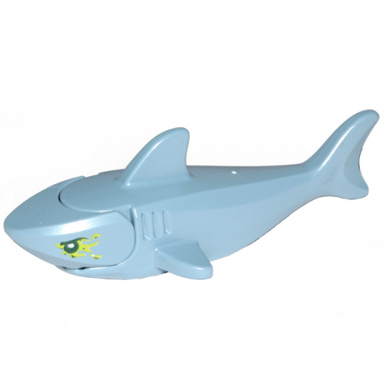 Shark with Rounded Nose and Debossed Gills with Black Eyes, Silver Pupils and Lime Slime Pattern