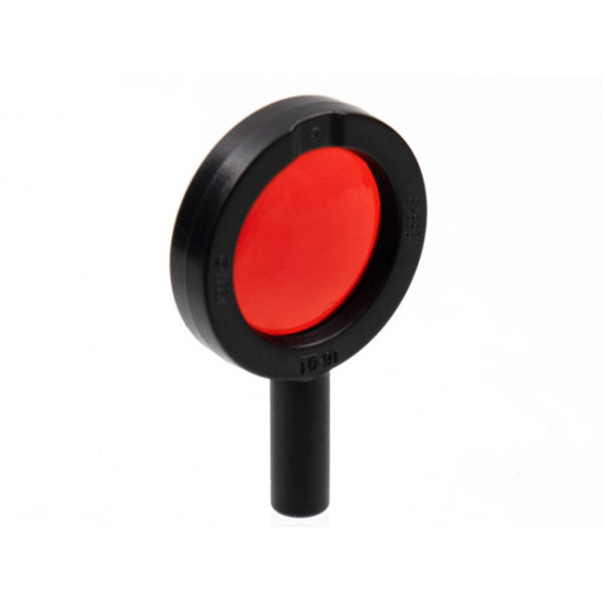 Minifigure, Utensil Magnifying Glass Thick Frame and Hollow Handle with Trans-Red Lens