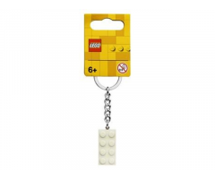 2 x 4 Brick - White with Iridescent Coating Key Chain