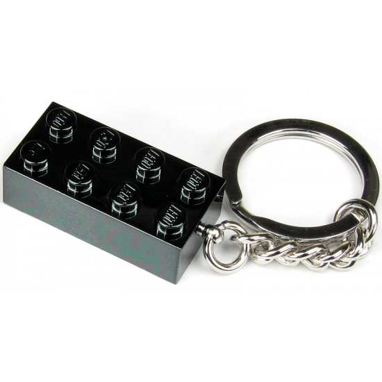 2 x 4 Brick - Chrome Black Key Chain