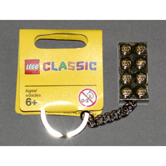 2 x 4 Brick - Chrome Gold Key Chain