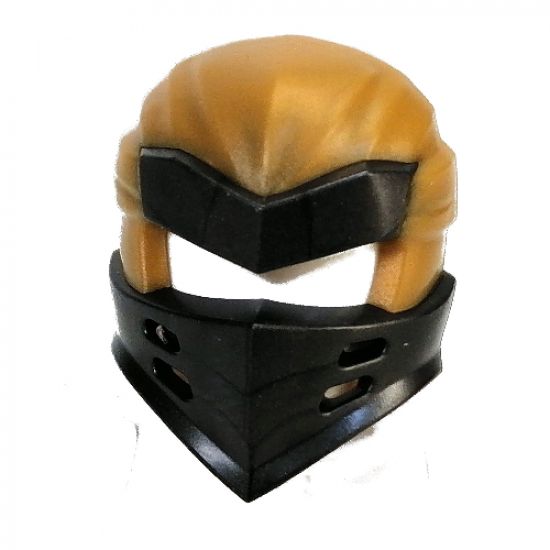 Minifigure, Headgear Ninjago Wrap Type 7 with 4 Slits on Front and Pearl Gold Fabric Pattern