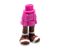 Mini Doll Hips and Skirt Layered, Reddish Brown Legs and White Sandals Pattern - Thick Hinge