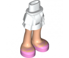 Mini Doll Hips and Skirt Layered, Light Nougat Legs and Bright Pink Ballet Shoes Pattern - Thick Hinge