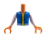 Torso Mini Doll Boy Blue Vest with Pockets, Yellow Undershirt Pattern, Nougat Arms with Hands with White Long Sleeves
