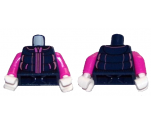Torso Winter Jacket with Metallic Pink Zipper Pattern (BAM) / Dark Pink Arms / White Hands